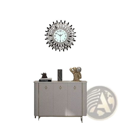 Crystal Wall Clock 38cm Silver Sunburst Home Decor