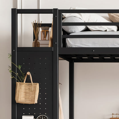 Twin XL Over Twin XL Metal Bunk Bed with Storage Shelves