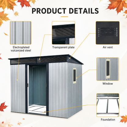 8 Ft x 6 Ft Outdoor Metal Storage Shed With Window