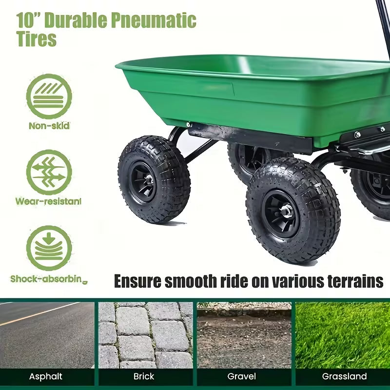 Heavy Duty Garden Cart and Yard Wagon with Dump Mechanism