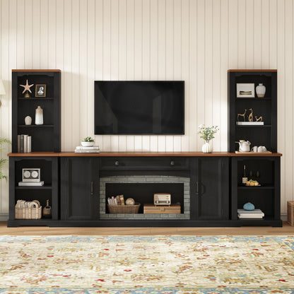 3-Piece TV Stand Set with Curved Side Cabinets for TVs Up to 70"