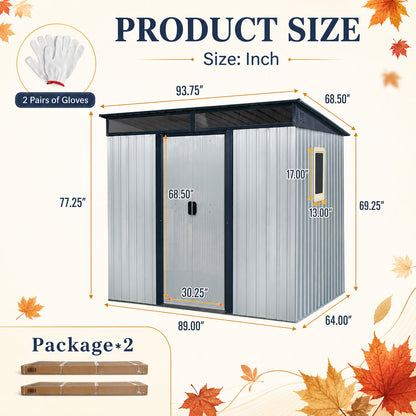 8 Ft x 6 Ft Outdoor Metal Storage Shed With Window