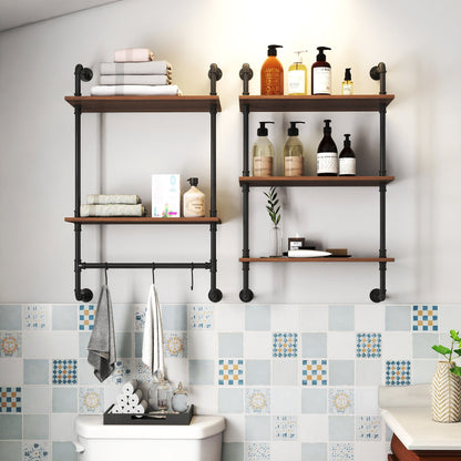 Industrial Pipe Shelf - 3 Tier & 2 Tier Wall Mounted Shelves