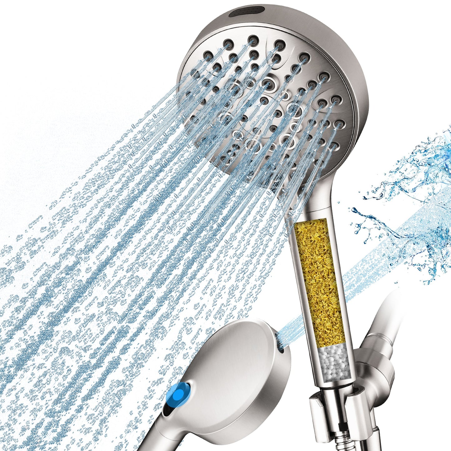 Filtered Shower Head with Handheld, High Pressure 9-Spray Showerhead with Hose and Bracket