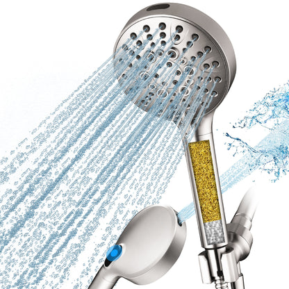 Filtered Shower Head with Handheld, High Pressure 9-Spray Showerhead with Hose and Bracket