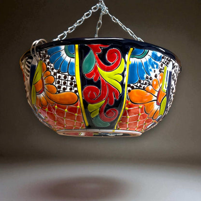 Talavera Hanging Planter | Colorful Hand-Painted Mexican Flower Pot