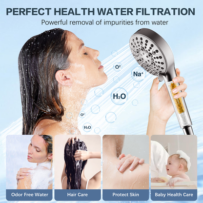 Filtered Shower Head with Handheld, High Pressure 9-Spray Showerhead with Hose and Bracket