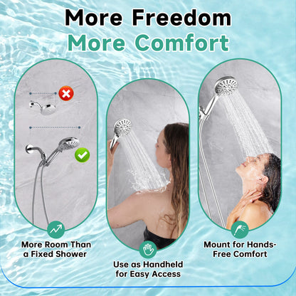 Handheld Shower Head, 9-Spray Showerhead with 69" Hose, Bracket