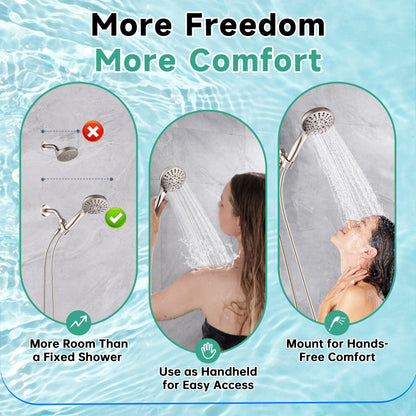Handheld Shower Head, 9-Spray Showerhead with 69" Hose, Bracket
