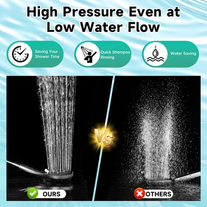 Handheld Shower Head, 9-Spray Showerhead with 69" Hose, Bracket