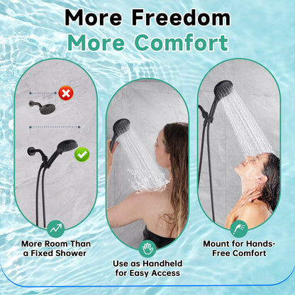 Handheld Shower Head, 9-Spray Showerhead with 69" Hose, Bracket