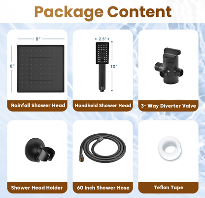 Dual Shower Head-Rain Shower Head with Handheld Shower Set, Diverter