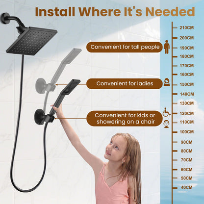 Dual Shower Head-Rain Shower Head with Handheld Shower Set, Diverter