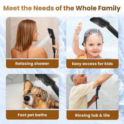 Dual Shower Head-Rain Shower Head with Handheld Shower Set, Diverter