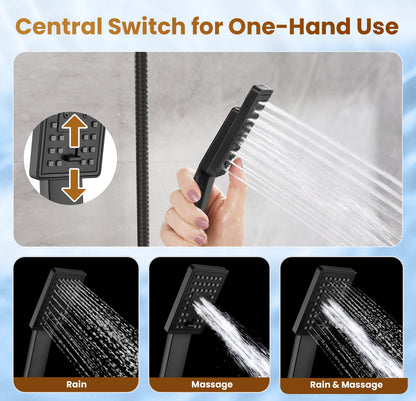 Dual Shower Head-Rain Shower Head with Handheld Shower Set, Diverter